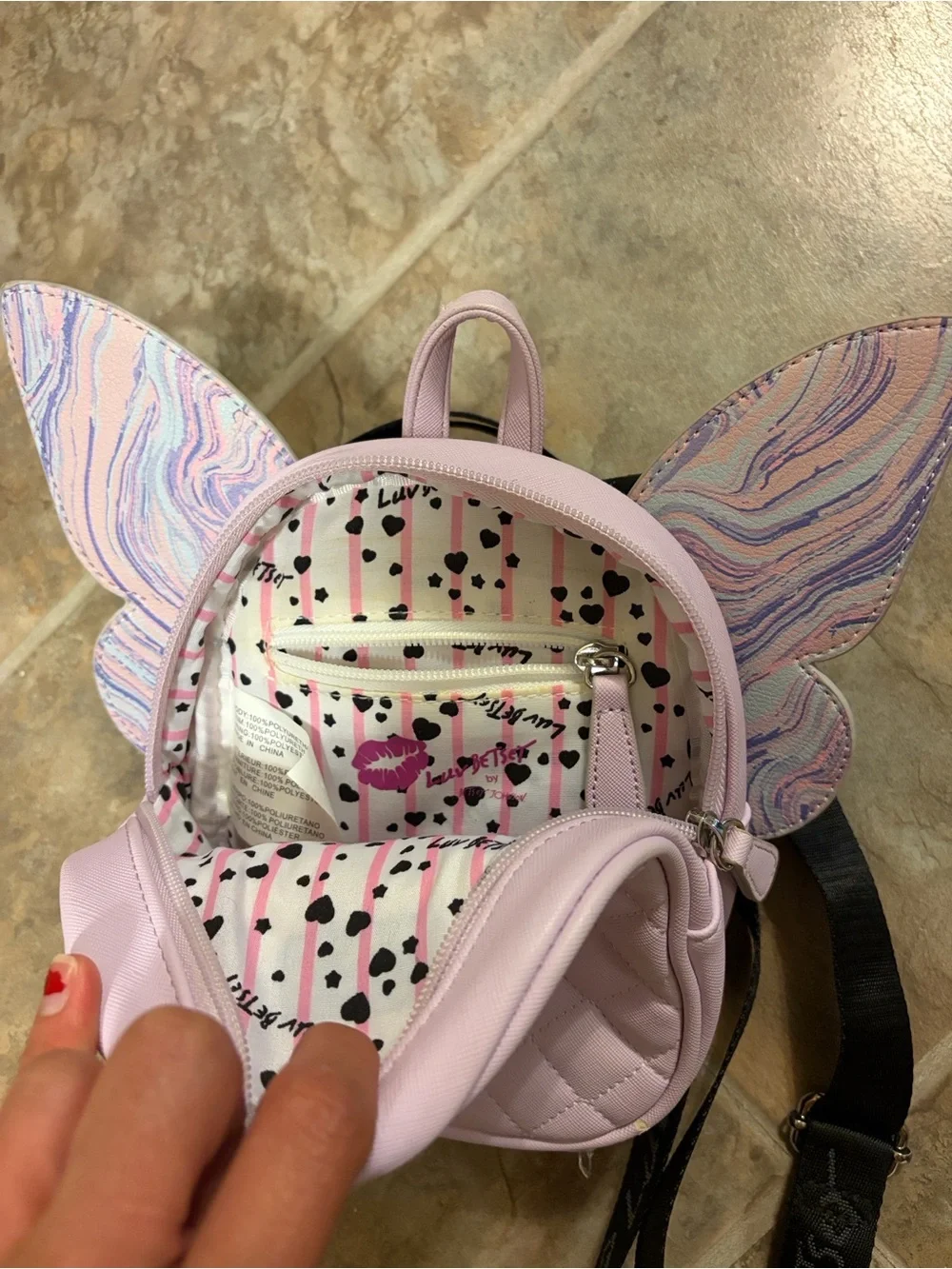 BETSEY JOHNSON Butterfly Wings Backpack Shoulder Bag Purple RARE